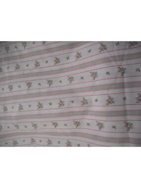 1980s Westpoint Stevens Full Flat Sheet cotton/poly Floral pink green stripe